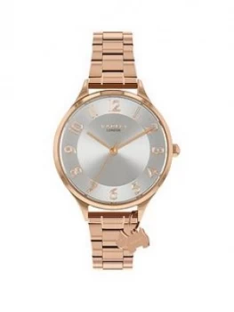 Radley Silver And Rose Gold Detail Charm Dial Rose Gold Stainless Steel Bracelet Ladies Watch