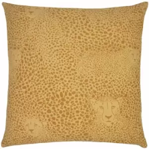 Furn Hidden Cheetah Animal Print 100% Cotton Cushion Cover, Honey, 50 x 50 Cm