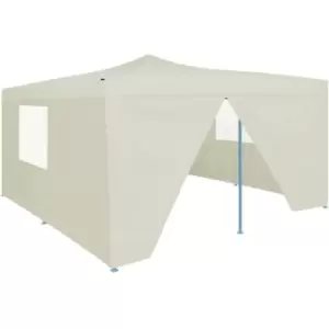 vidaXL Folding Gazebo with 4 Sidewalls 5x5 m Cream - Cream