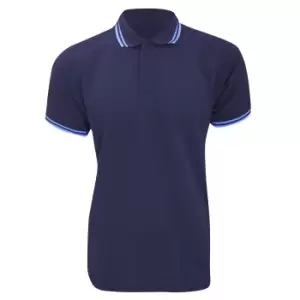 Kustom Kit Mens Tipped PiquA Short Sleeve Polo Shirt (L) (Navy/Light Blue)