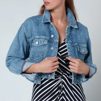 Tommy Jeans Womens Crop Trucker Jacket - Denim Light - XS