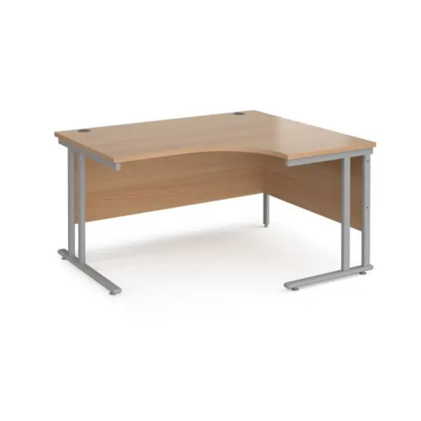 Office Desk Right Hand Corner Desk 1400mm Beech Top With Silver Frame 1200mm Depth Maestro 25 MC14ERSB