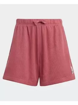 adidas Lounge Waffle Knit Loose Shorts, Pink, Size 9-10 Years