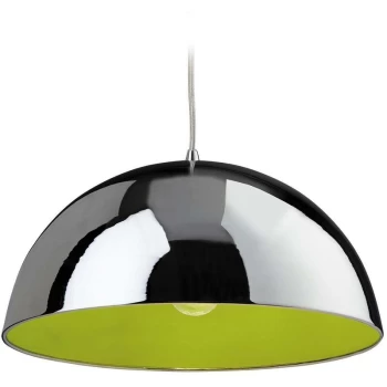 Firstlight Bistro - 1 Light Dome Ceiling Pendant Chrome, Green Inside, E27