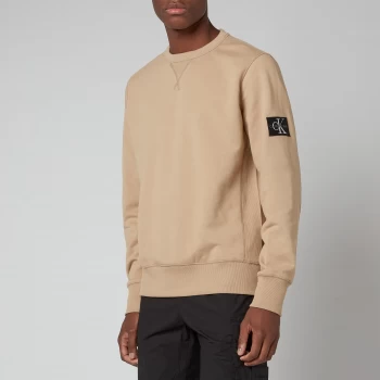 Calvin Klein Jeans Mens Organic Cotton Badge Sweatshirt - Beige - XXL