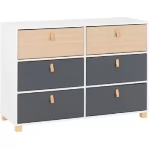 Brooklyn 6 Drawer Chest in Oak Effect and Grey Finish