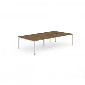 B2B White Frame Bench Desk 1200 Walnut 4 Pod