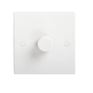 KnightsBridge 40-400W White 1G 2 Way 230V Electric Dimmer Switch Wall Plate