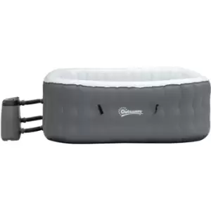 Outdoor Square Inflatable Hot Tub Spa w/ Pump, 4-6 Person, Grey - Grey - Outsunny