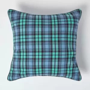 Homescapes - Cotton Black Watch Tartan Cushion Cover, 60 x 60cm - Blue