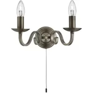 Searchlight Richmond - 2 Light Indoor Candle Wall Light Antique Brass, E14