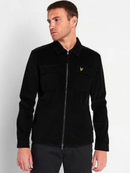 Lyle & Scott Cord Zip Through Overshirt - Black, Size L, Men