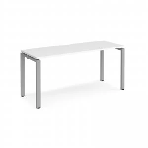 Adapt II Single Desk 1600mm x 600mm - Silver Frame White top