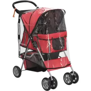 PawHut Dog Stroller W/ Rain Cover, Foldable Pet Pram for S, XS Dogs, Red - Red