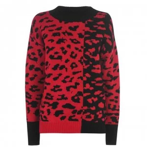 DKNY Leopard Jumper - ENGINE RED