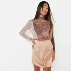 Missguided Neck Snake Mesh Top - Neutral