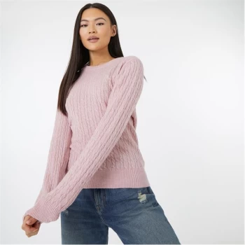 Jack Wills Tinsbury Merino Wool Cable Knitted Jumper - Pink