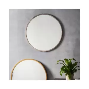 Round Antique Silver Mirror - Caspian House