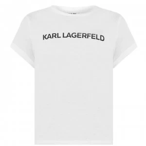 KARL LAGERFELD Junior Girls Basic Print T Shirt - White 10B