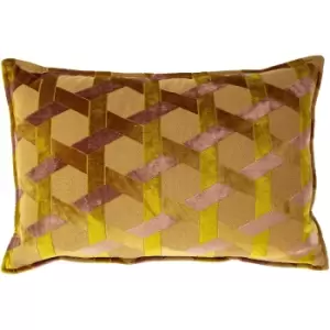 Paoletti Delano Cushion Cover (One Size) (Ochre Yellow/Blush Pink)