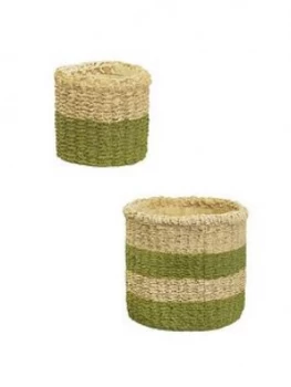 Sass & Belle Green Stripe & Mini Green Dip Basket Planter