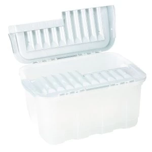 Wickes Grey Storage Crate with Inter-locking Lid - 49L