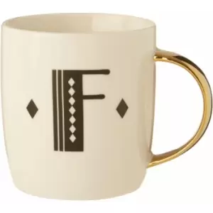 Diamond Deco F Letter Monogram Large Mug Personalised Coffee Mug / Espresso Cups For Home And Office Use Cappuccino Cup For Everyday Use 9 x 9 x 12