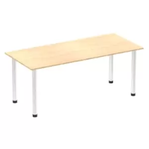 Impulse 1800mm Straight Table Maple Top Chrome Post Leg