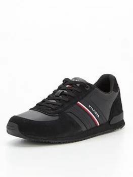 Tommy Hilfiger Iconic Runner Leather Mix Trainers - Black, Size 41, Men