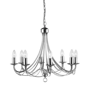 Maypole 8 Light Chandelier Satin Silver Finish, E14