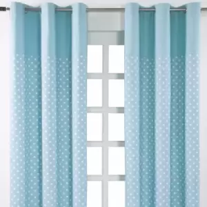 HOMECAPES Cotton Stars Blue Ready Made Eyelet Curtain Pair, 137 x 228cm Drop - Blue