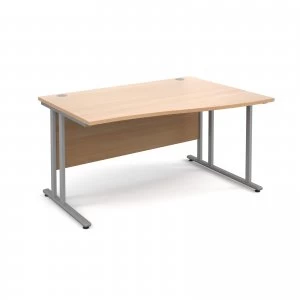 Maestro 25 SL Right Hand Wave Desk 1400mm - Silver Cantilever Frame b