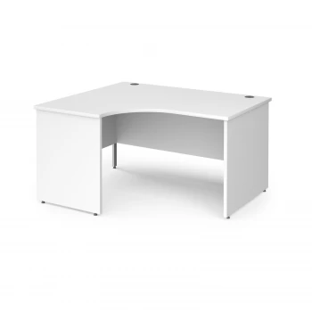 Orbit left hand ergonomic desk with panel ends and silver corner leg 1400mm - white