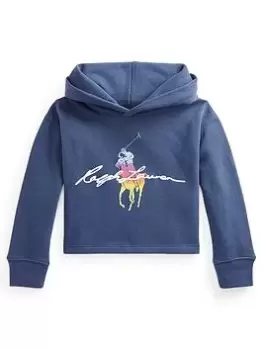 Ralph Lauren Girls Hoodie With Signature Logo - Navy, Size Age: 8-10 Years=M, Women