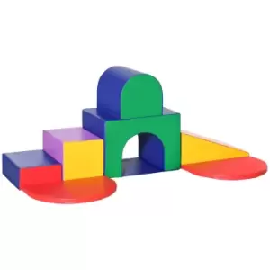 Seven Piece Soft Playset Kids Stair and Ramp Colourful Play Area