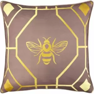 Bee Deco Print Piped Edge Cushion Cover, Blush, 43 x 43cm - Furn