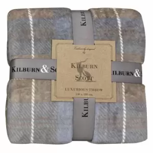 Crossland Grove Checked Flannel Fleece Silver & Taupe 1400x1800mm