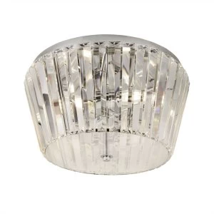 3 Light Flush Light Chrome with Glass, E27