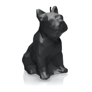 Black High Glossy Bulldog Low Poly Candle