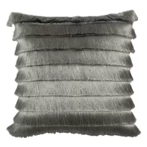 Flicker Fringed Cushion Silver / 45 x 45cm / Polyester Filled