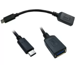 15cm USB 3.0 Type C (M) to Type A (F) Cable - Black