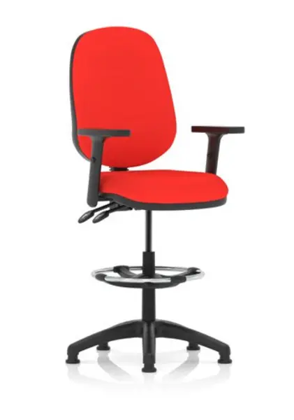 Eclipse II Lever Task Operator Chair Bergamot Cherry Fully Bespoke Colour With Height Adjustable Arms With Hi Rise Draughtsman Kit