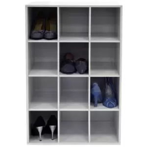 Techstyle Pigeon Hole 12 Pair Shoe Storage / Display / Media Shelves White