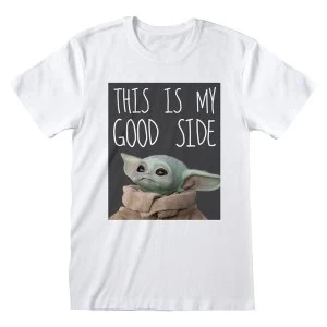 Star Wars - The Mandalorian This is My Good Side Unisex Large T-Shirt - White