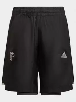 adidas Pogba 2-in-1 Shorts, Black, Size 7-8 Years