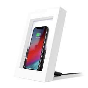 Twelve South PowerPic Picture Frame Stand with integrated 10W Qi Charger for iPhone / Wireless Charging Smart Phones (white)