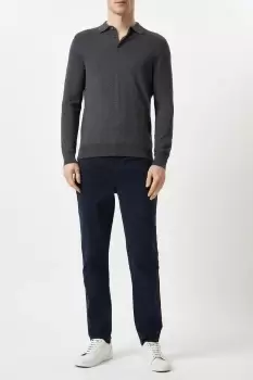 Mens Slim Fit Navy 5 Pocket Chino Trousers