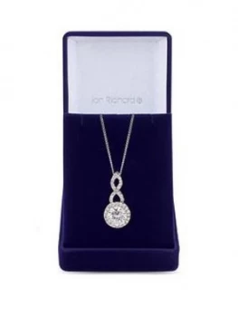 Jon Richard Silver Plated Cubic Zirconia Halo Infinity Crystal Pendant - Gift Boxed