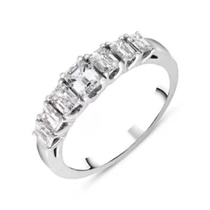 Platinum Diamond Emerald Cut Claw Set Half Eternity Ring