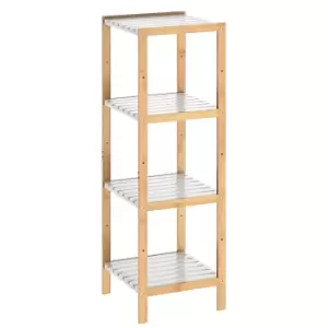 Standing Shelf Bamboo White 110x33x34cm 4 Shelves